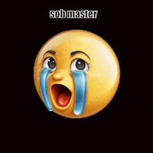 a yellow smiley face with tears coming out of its eyes and sob master written below it