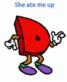 a cartoon drawing of a letter d with arms and legs