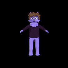 a cartoon character with a purple tail and a hoodie