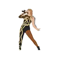 a sticker of taylor swift singing into a microphone on a white background
