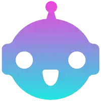 a purple and blue icon of a robot with a smiley face