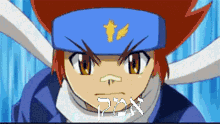 a pixelated image of a boy with a blue hat and the word pax written in white