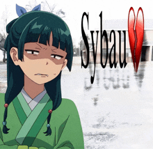 a picture of a girl with the word sybau written on it