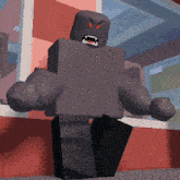 a cartoon character with a very angry face and red eyes