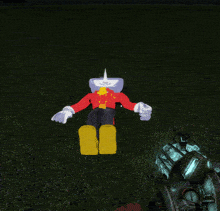 a cartoon character laying on the ground with a light coming out of his head