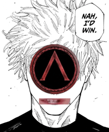 a drawing of a person with a red circle in front of their face and the words nah i 'd win above it