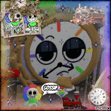 a picture of a clock that says gossip on it