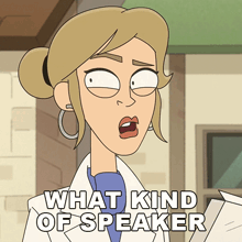 a cartoon of a woman says what kind of speaker