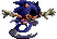 a pixel art of sonic the hedgehog with a swirl around his waist