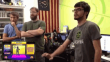 a man wearing a shirt that says peanut butter