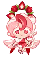 a cartoon character with a wreath of strawberries on her head and a bow and arrow .