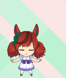 a cartoon girl with red hair and a speech bubble behind her