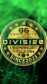 a green and gold logo that says 86 community kojom yuk division 1 semangat 1 tujuan since 2025