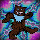 a cartoon drawing of a bear with the words $ fuzzy on xrp ledger