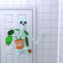 Death Skelly GIF - Death Skelly Holding Plant GIFs