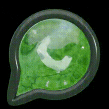 a green speech bubble with a white letter c on it