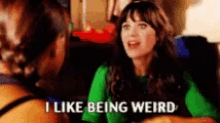 I Like Being Weird Zoey Deschanel GIF - I Like Being Weird Zoey Deschanel Sad Face GIFs