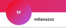 a logo for milanazxc has a purple circle in the middle