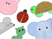 a ladybug a mouse an elephant a turtle and a caterpillar