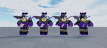 a group of roblox characters are standing in a line