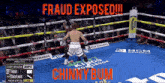 a boxing ring with the words fraud exposed in red