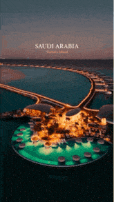 an aerial view of the saudi arabia shebara island at night