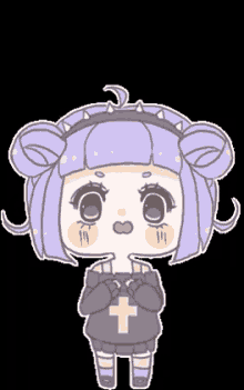 Rocking A Sweater With A Cross GIF - Anime Chibi Heart GIFs