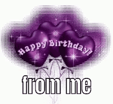 happy birthday from me purple balloons hearts