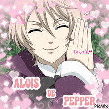 a picture of a boy with a ring on his finger and the words alois de pepper