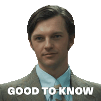 a man in a suit and tie has the words good to know written on his face