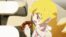 Nisemonogatari Happy GIF - Nisemonogatari Happy Donut GIFs