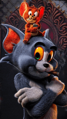 a cartoon of tom and jerry smoking cigars