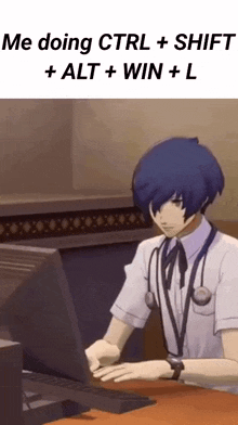 a man with a stethoscope around his neck is sitting in front of a computer screen .