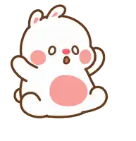 a drawing of a rabbit with a surprised look on his face
