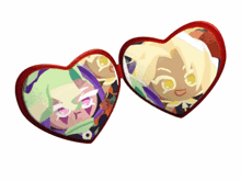 a pair of heart shaped sunglasses with a picture of a cartoon character on them
