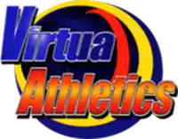 a logo for virtua athletics has a blue and yellow circle
