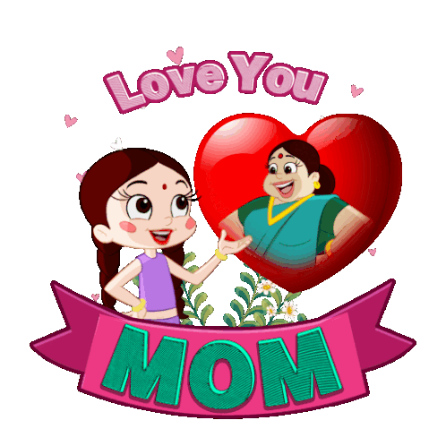 Love You Mom Chutki Sticker - Love You Mom Chutki Chhota Bheem Stickers