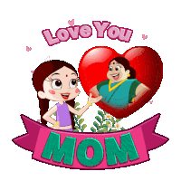 Love You Mom Chutki Sticker - Love You Mom Chutki Chhota Bheem Stickers