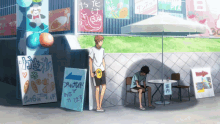 a man sits at a table in front of a sign that says ' pta ' on it