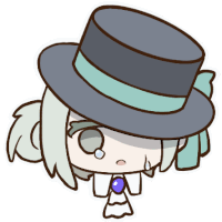 a cartoon character wearing a top hat with a blue ribbon