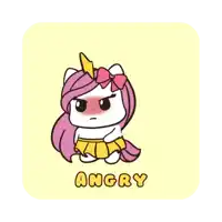 a cartoon of two unicorns sitting next to each other with the word angry above them