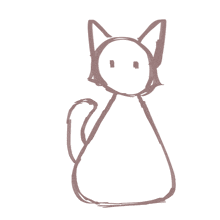 a drawing of a cat with a circle in the middle of its face