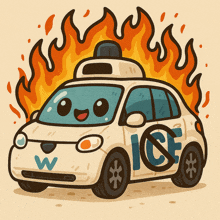 a cartoon illustration of a car with the word ice on the side