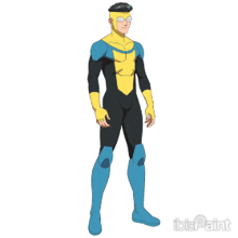 a cartoon of a man in a superhero suit