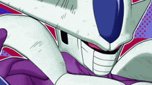 a close up of a cartoon character 's face with a red tongue