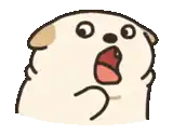 a pug dog with its mouth open and a surprised look on its face .