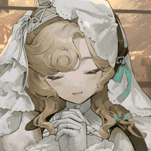 a drawing of a girl wearing a white hat and gloves