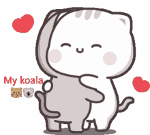 mochi mochi peach cat kiss me my koala cats couple hugs