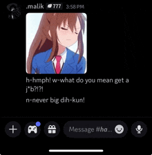 a screenshot of a text message with a picture of a girl