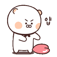 a cartoon bear is standing next to a pink heart and making a funny face .